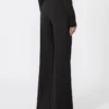 Flared stretch woollen cloth trousers, black