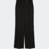 Flared stretch woollen cloth trousers, black