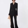Flared trousers in stretch jersey, black Flared trousers in stretch jersey, black