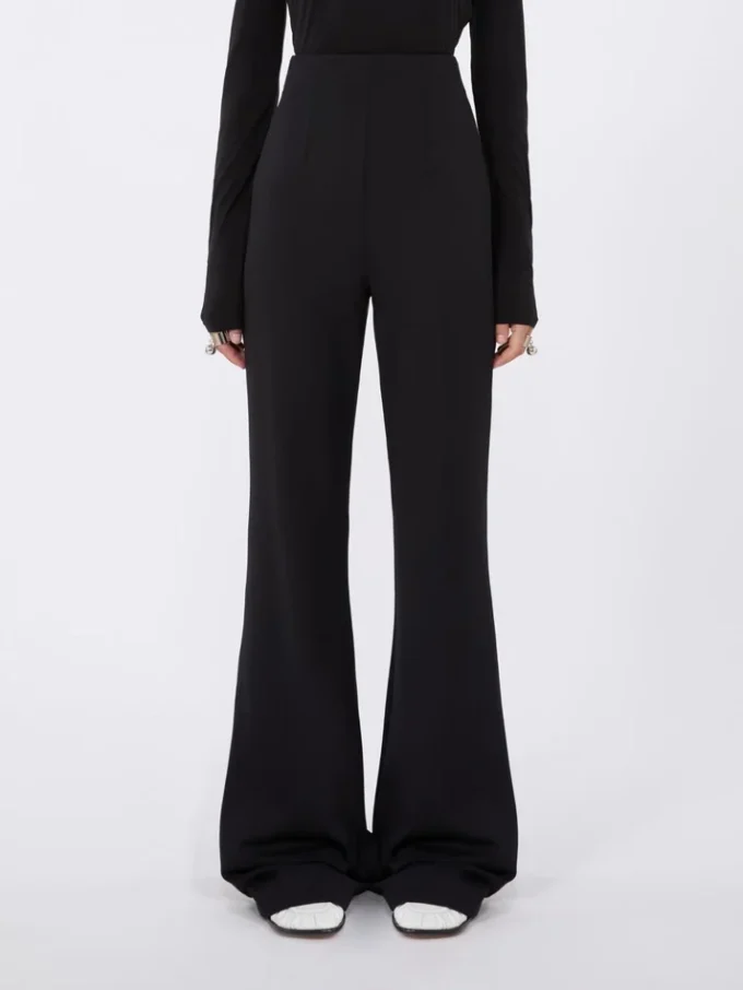 Flared trousers in stretch jersey, black Flared trousers in stretch jersey, black
