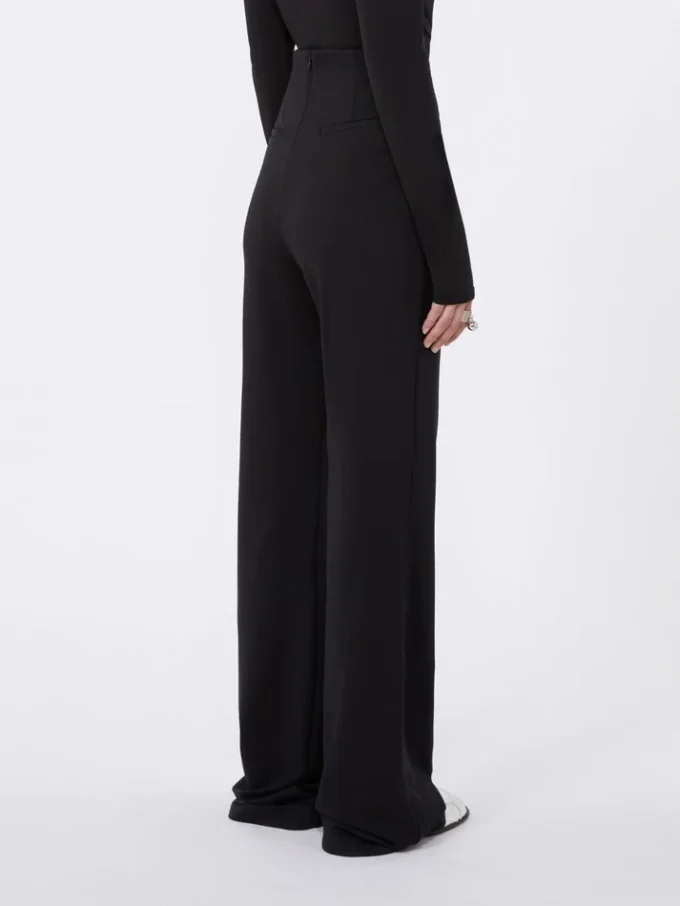 Flared trousers in stretch jersey, black Flared trousers in stretch jersey, black