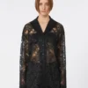 Floral lace jacket, black