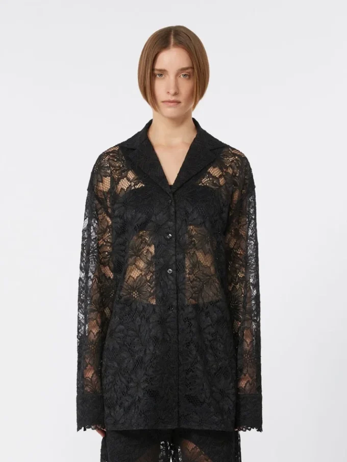 Floral lace jacket, black