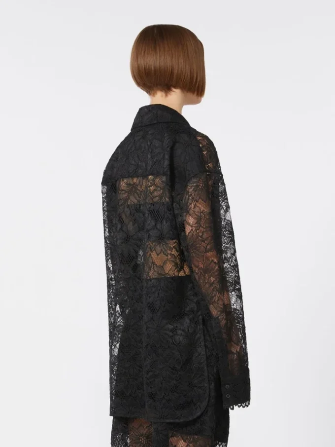 Floral lace jacket, black