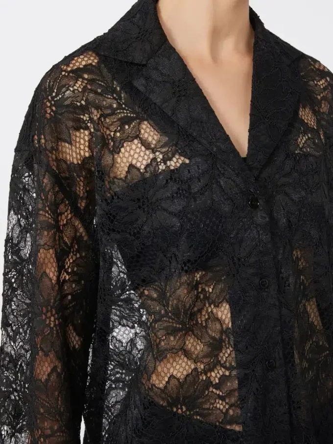 Floral lace jacket, black