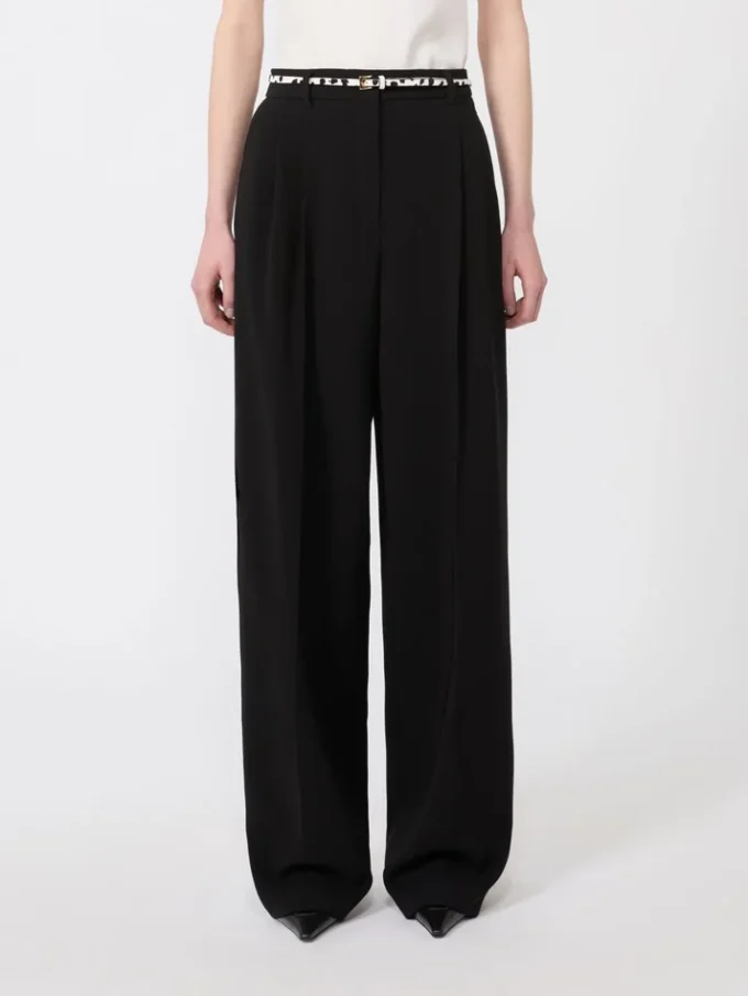 Flowing cady trousers, black