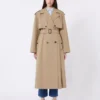 Flowing cotton and nylon trench coat, hazelnut brown