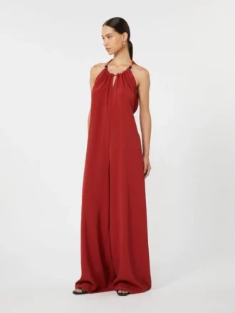 Flowing envers satin jumpsuit, red