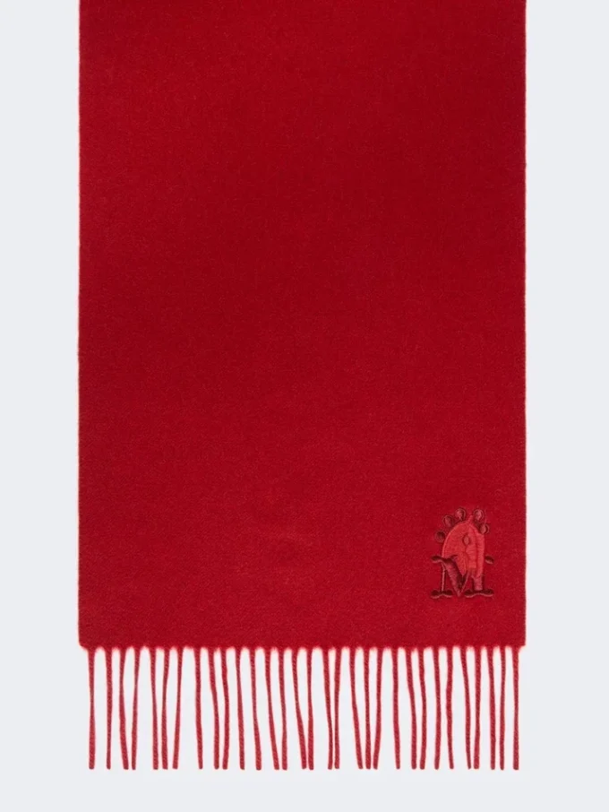 Fringed cashmere stole, dark red