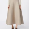 Full, tech wool skirt, sand