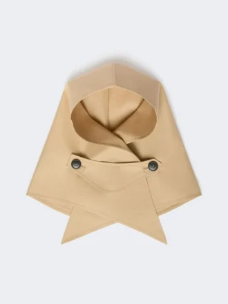 Hat-foulard in water-repellent gabardine, beige Hat-foulard in water-repellent gabardine, beige