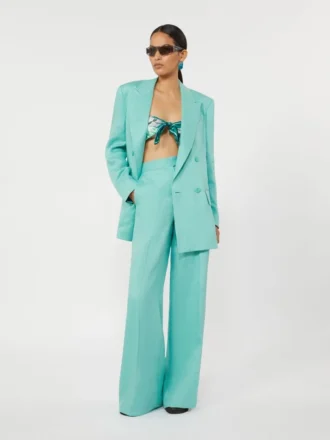 Herringbone linen twill trousers, water