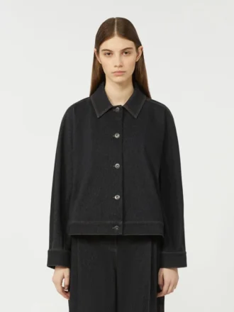 Jacket in jersey-effect denim, ultramarine