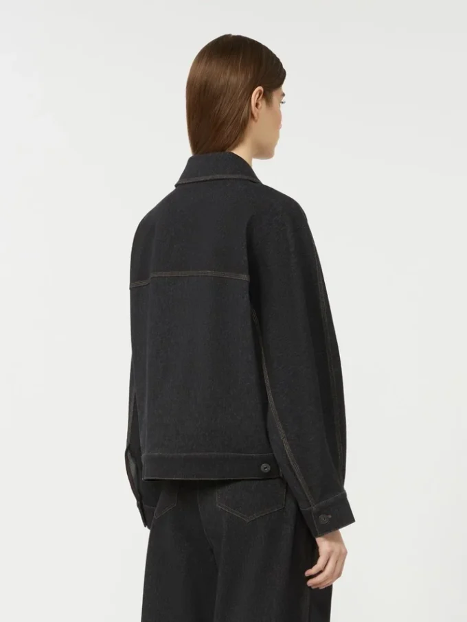 Jacket in jersey-effect denim, ultramarine