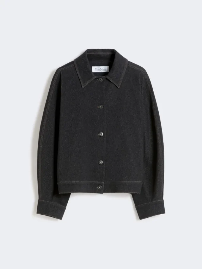 Jacket in jersey-effect denim, ultramarine