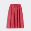 Jacquard cotton and silk midi skirt, coral