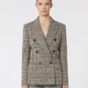 Jacquard jersey blazer, black grey