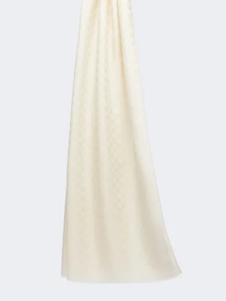Jacquard wool, cotton and silk stole, ivory