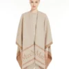 Jacquard wool poncho, beige Jacquard wool poncho, beige