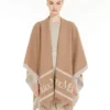 Jacquard wool poncho, camel Jacquard wool poncho, camel