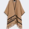 Jacquard wool poncho, camel