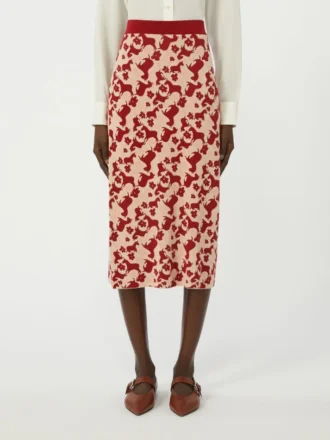 Jacquard yarn skirt, red