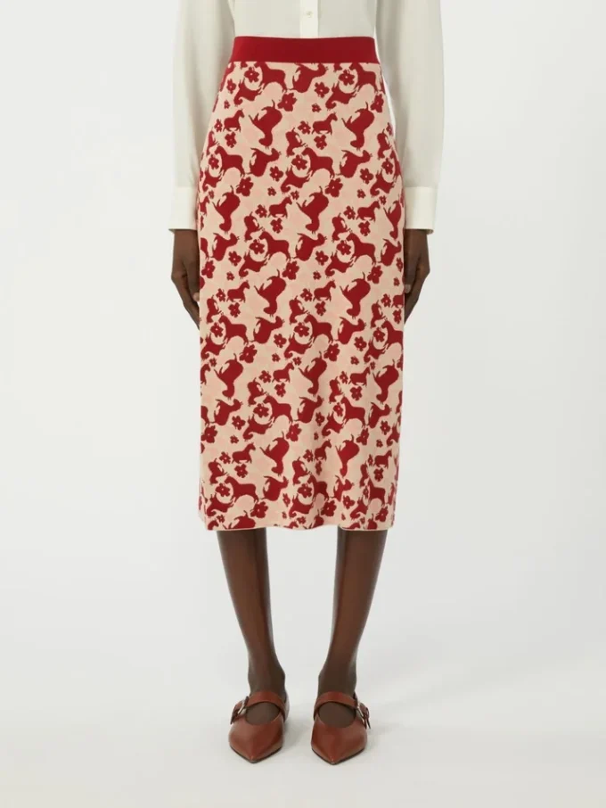 Jacquard yarn skirt, red