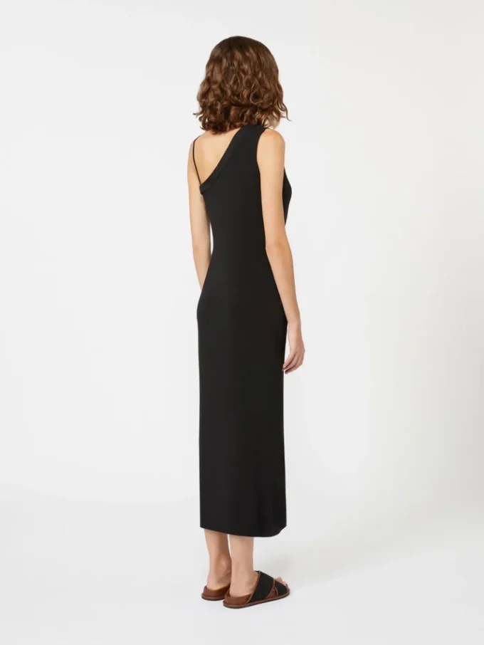 Jersey one-shoulder dress, black