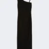 Jersey one-shoulder dress, black