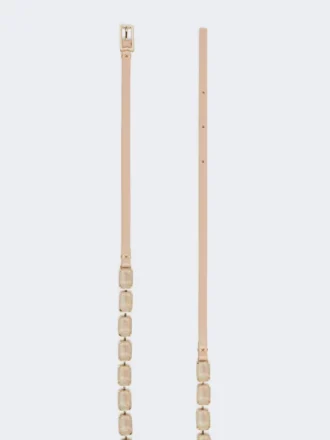 Jewelled nappa leather belt, powder Jewelled nappa leather belt, powder