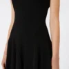 Knit dress, fitted at the waist, black
