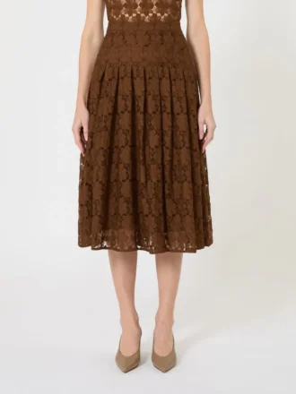 Lace midi skirt, chocolate