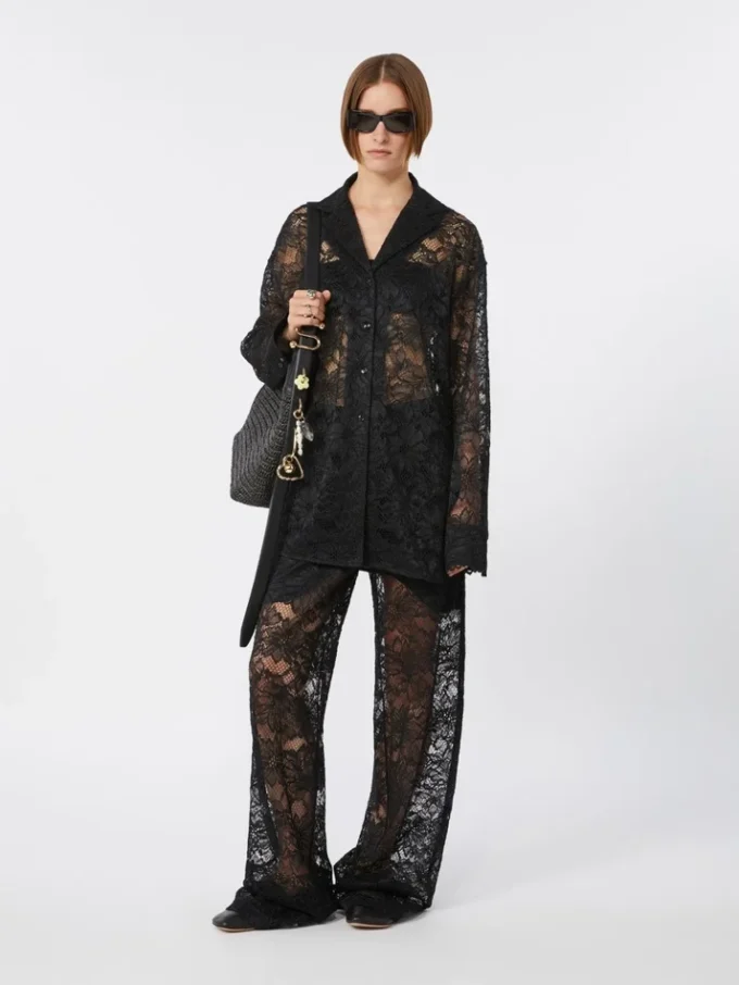 Lace trousers, black