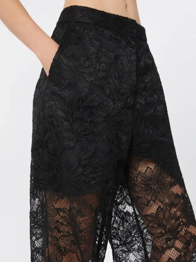 Lace trousers, black