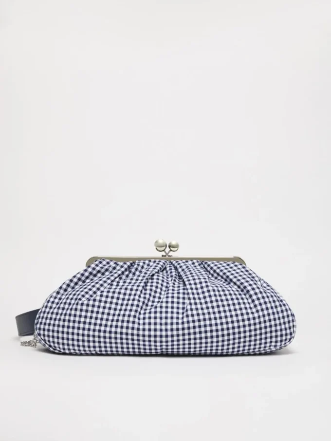 Large gingham cotton pasticcino bag, ultramarine