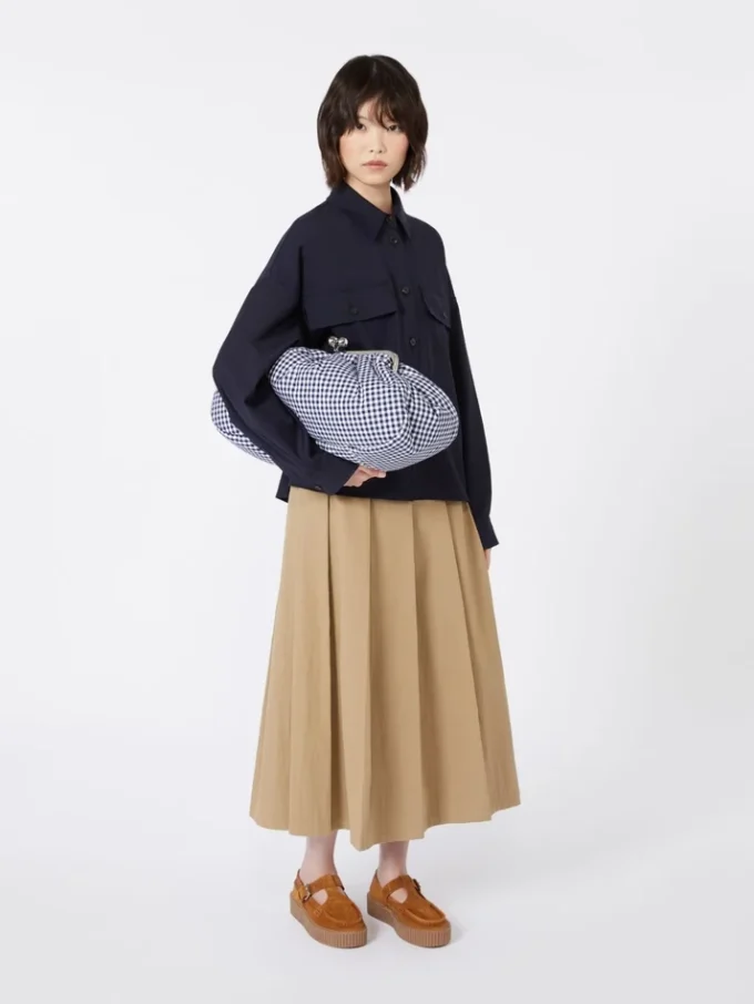 Large gingham cotton pasticcino bag, ultramarine