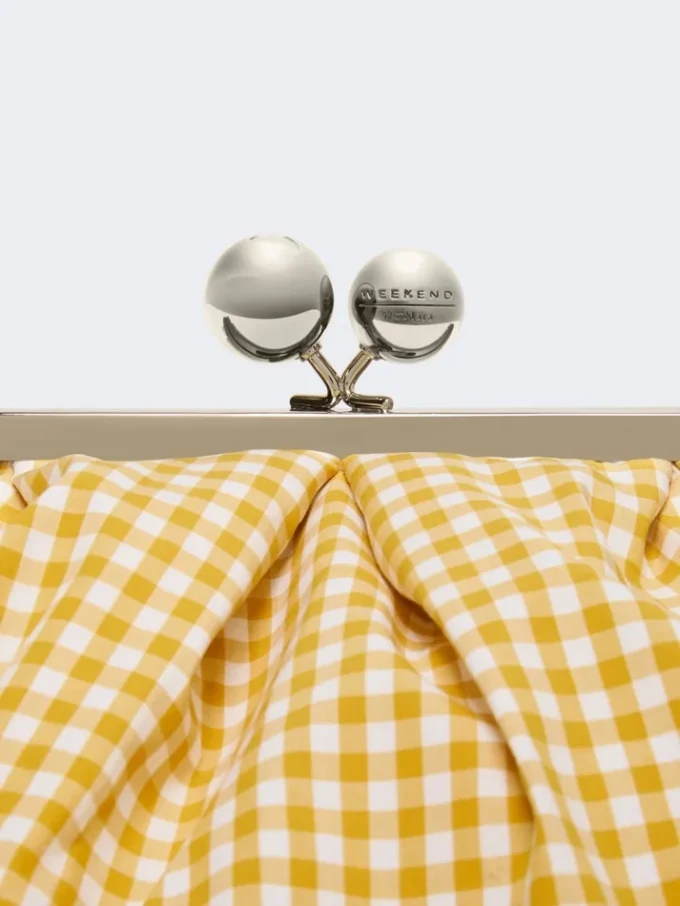 Large gingham cotton pasticcino bag, yellow