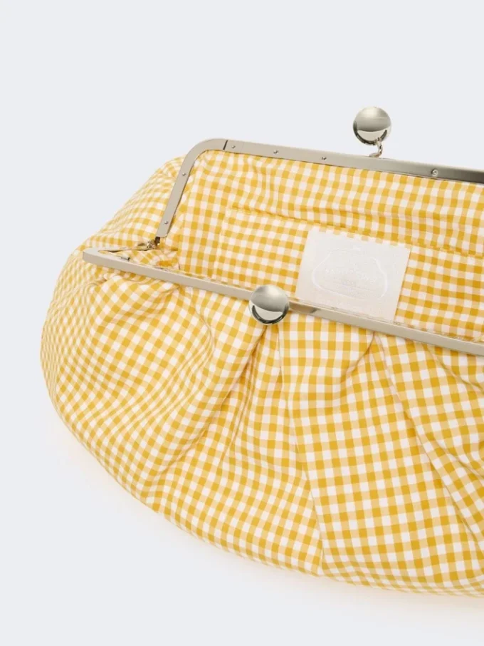 Large gingham cotton pasticcino bag, yellow
