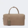 Large nubuck leather boston bag, turtledove