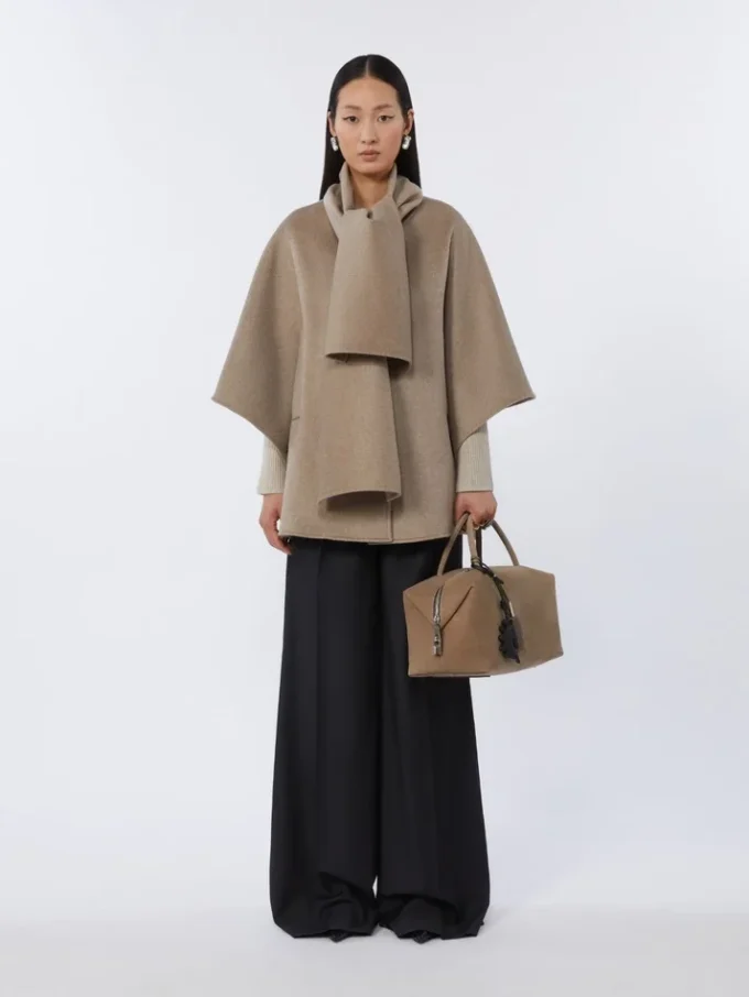 Large nubuck leather boston bag, turtledove