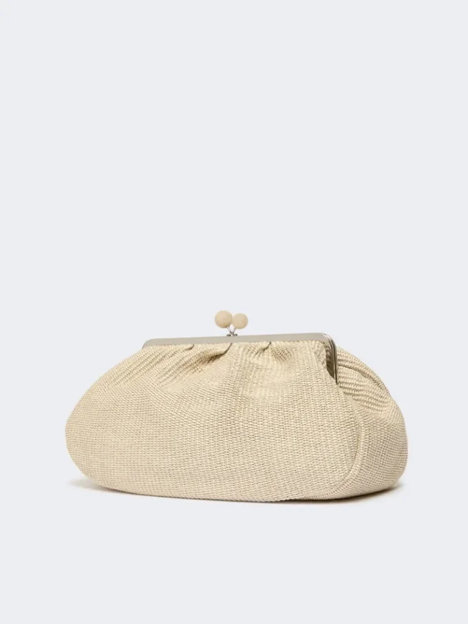 Large raffia-effect pasticcino bag, turtledove Large raffia-effect pasticcino bag, turtledove