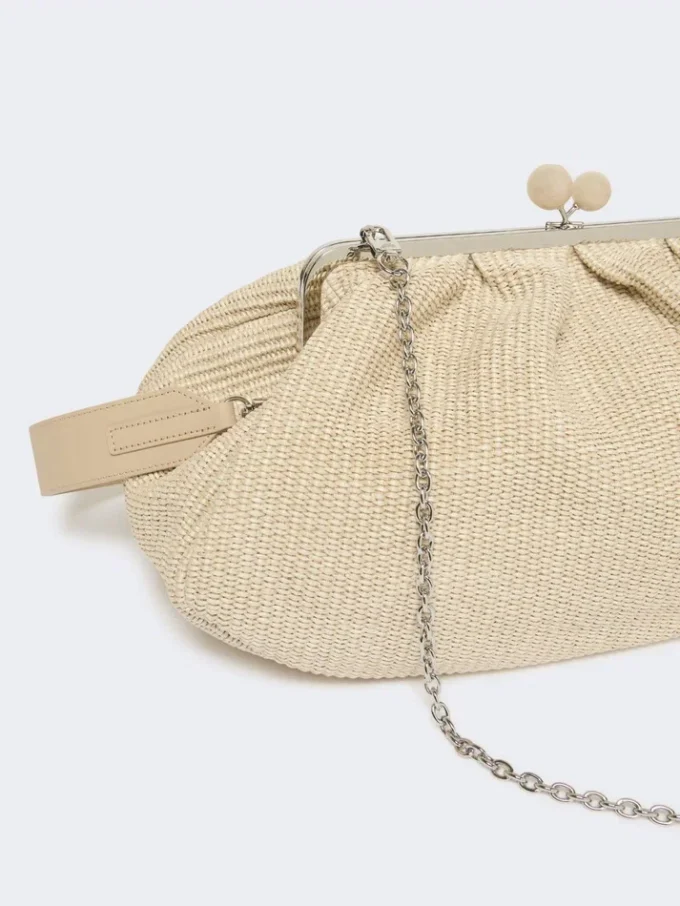 Large raffia-effect pasticcino bag, turtledove Large raffia-effect pasticcino bag, turtledove