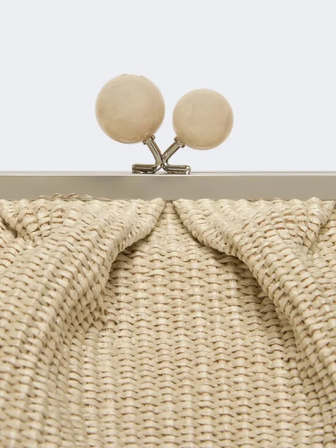 Large raffia-effect pasticcino bag, turtledove Large raffia-effect pasticcino bag, turtledove