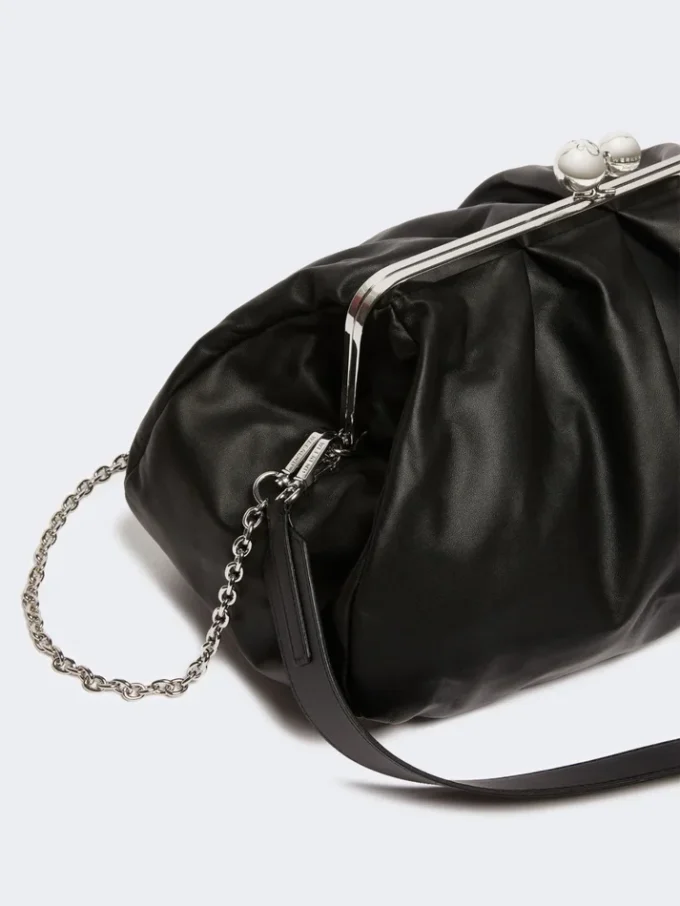 Large sheepskin pasticcino bag, black