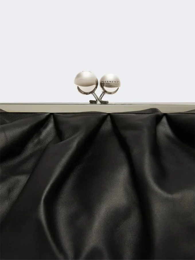 Large sheepskin pasticcino bag, black