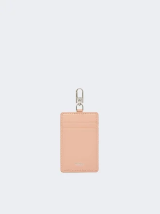 Leather badge holder, pink