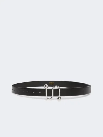 Leather belt with s buckle, black