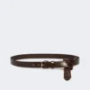 Leather belt with tip, dark brown Leather belt with tip, dark brown