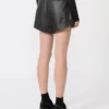 Leather bermuda shorts, black
