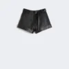 Leather bermuda shorts, black